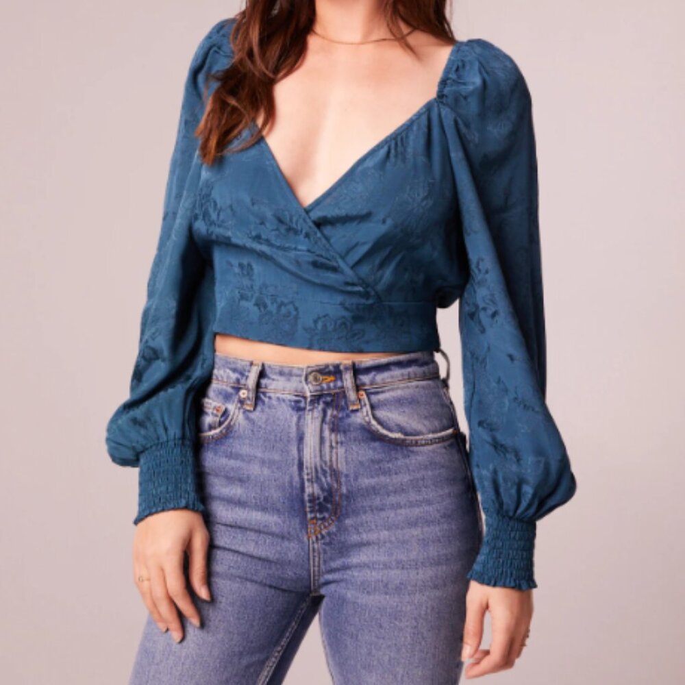 NWT Band of the Free Camille Deep Teal Crossover Crop Top Extra Small